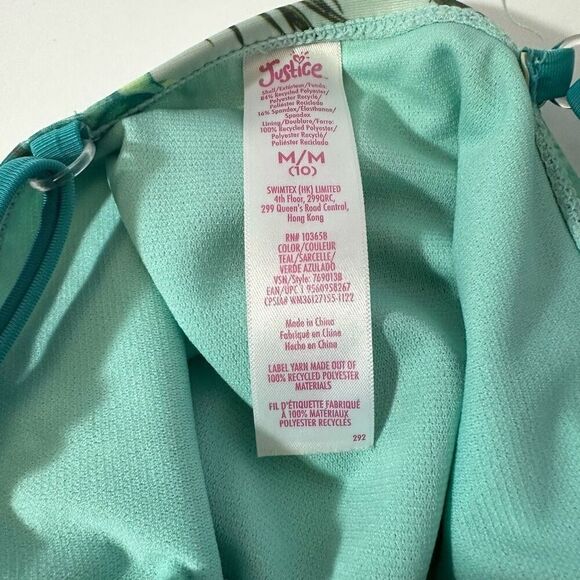 Justice Swim Suit 2-piece tankini Teal/Floral | Girls size Medium - Picture 7 of 12